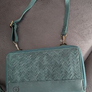 Born Teal Woven Crossbody Bag